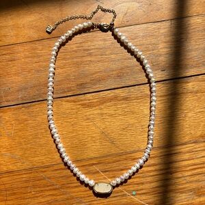 Kendra Scott REAL Ivory Pearl Necklace with Iridescent Oval Pendant